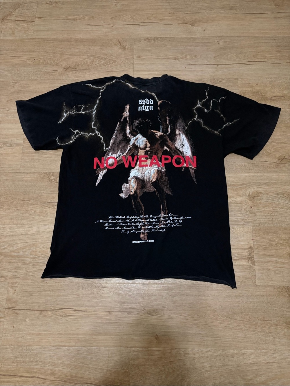 Darc Sport Black Graphic 'No Weapon' Tee with Red Text